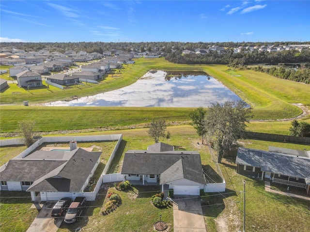 bird's eye view featuring a water view