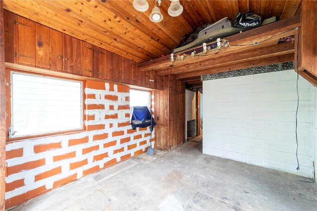 garage featuring wood ceiling