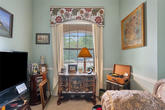 interior space featuring carpet flooring