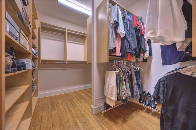 walk in closet featuring hardwood / wood-style flooring