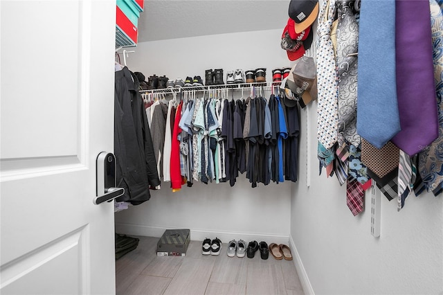 walk in closet featuring hardwood / wood-style flooring