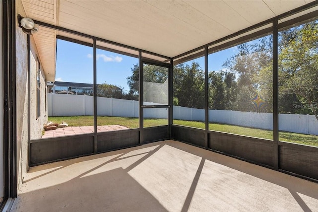 view of unfurnished sunroom