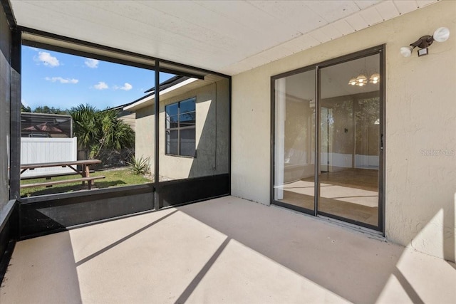 view of unfurnished sunroom