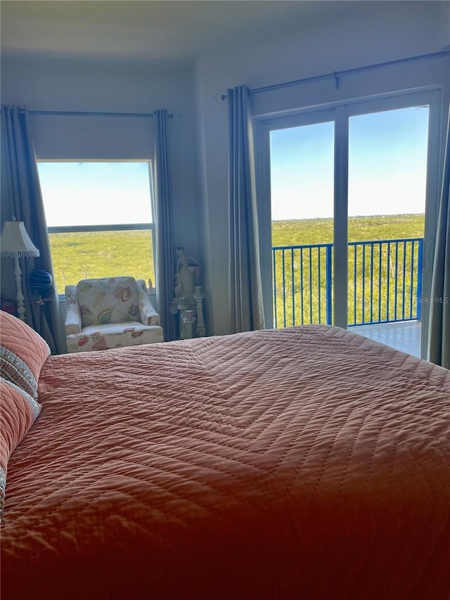 bedroom featuring access to outside and multiple windows