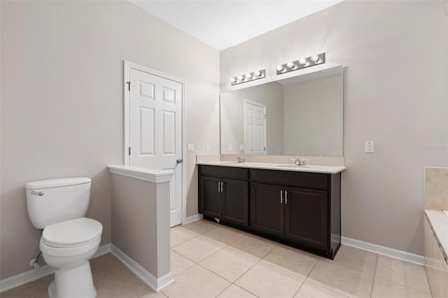 bathroom featuring tile patterned floors, vanity, and toilet