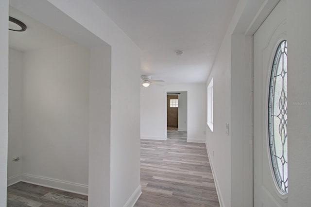 hall featuring light wood-type flooring