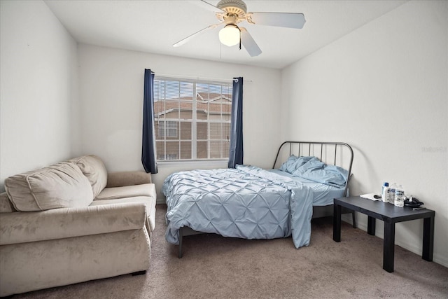 bedroom with carpet flooring and ceiling fan