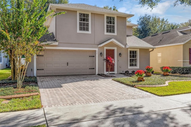 front facade with a garage