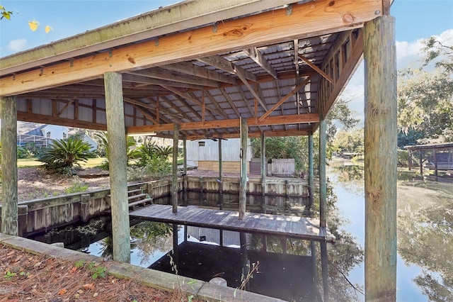 view of dock featuring a water view