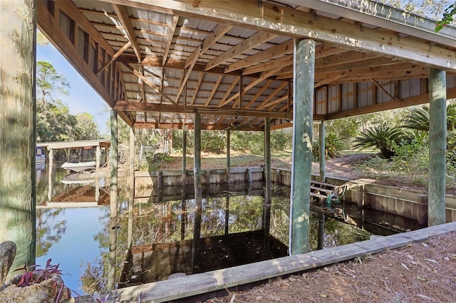 dock area featuring a water view