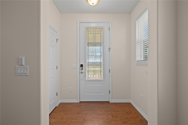 doorway to outside featuring hardwood / wood-style floors