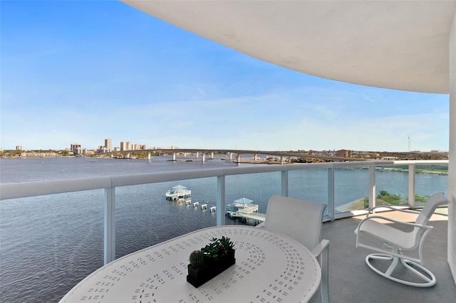 balcony with a water view