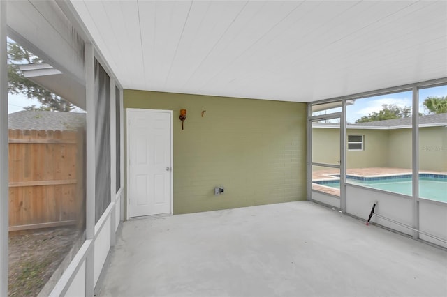 view of unfurnished sunroom