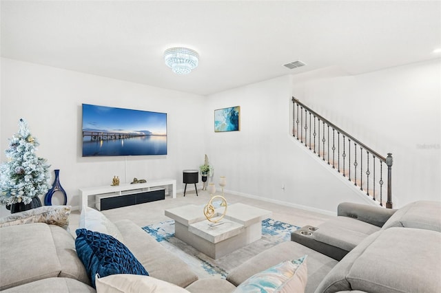 living room with carpet flooring