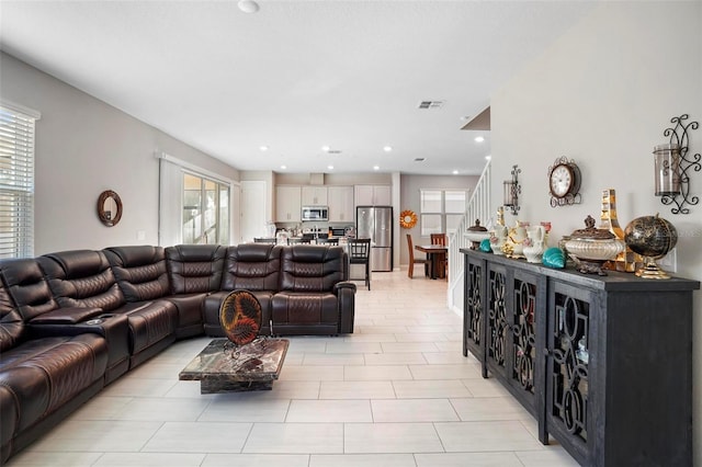 view of tiled living room