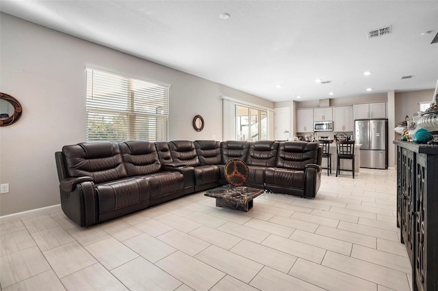 living room featuring a healthy amount of sunlight