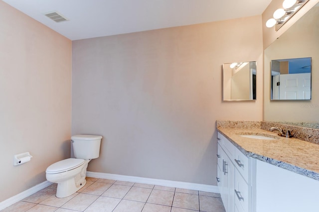 bathroom featuring tile patterned flooring, vanity, and toilet