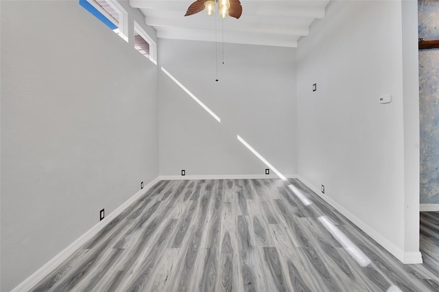 unfurnished room featuring ceiling fan and light hardwood / wood-style flooring