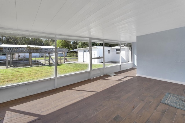 view of unfurnished sunroom