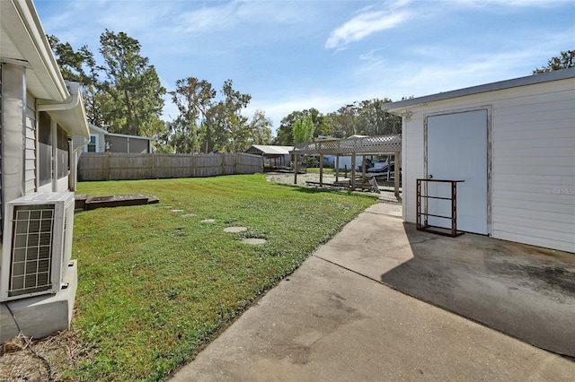 view of yard featuring a pergola and a patio