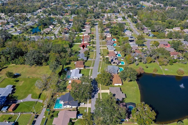 bird's eye view featuring a water view