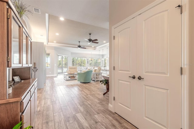 corridor featuring light hardwood / wood-style flooring