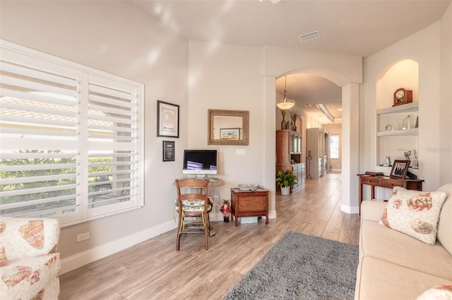 living room featuring wood-type flooring