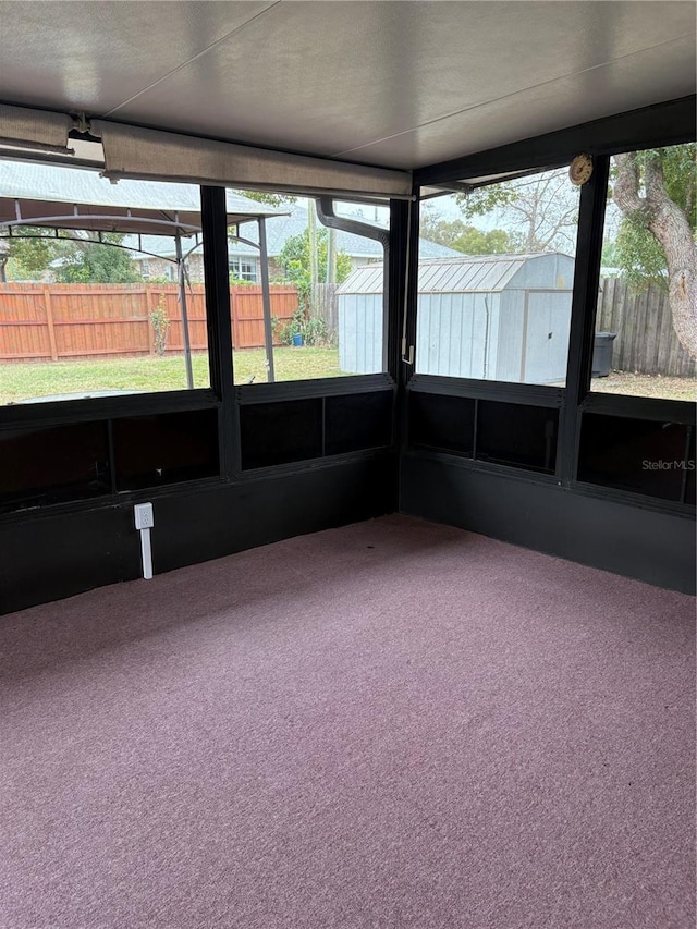 view of unfurnished sunroom