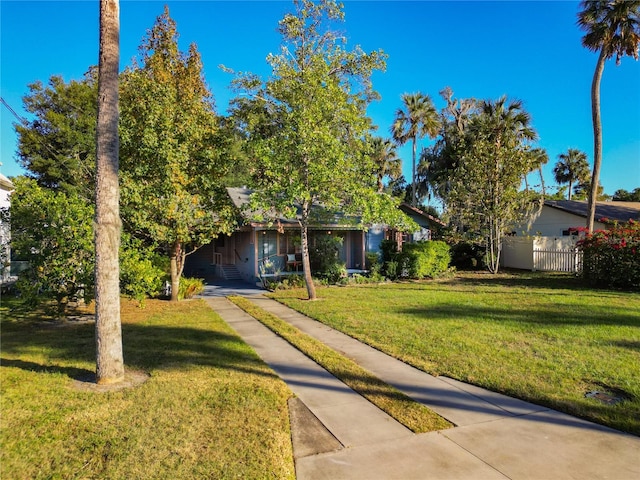 view of property hidden behind natural elements with a front lawn