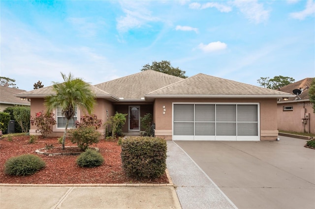 single story home with a garage