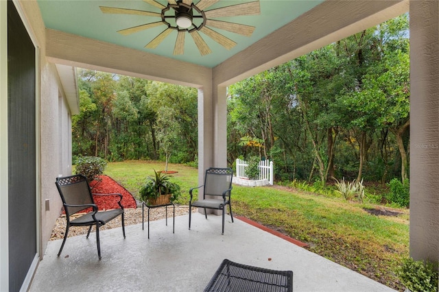 view of patio / terrace with ceiling fan