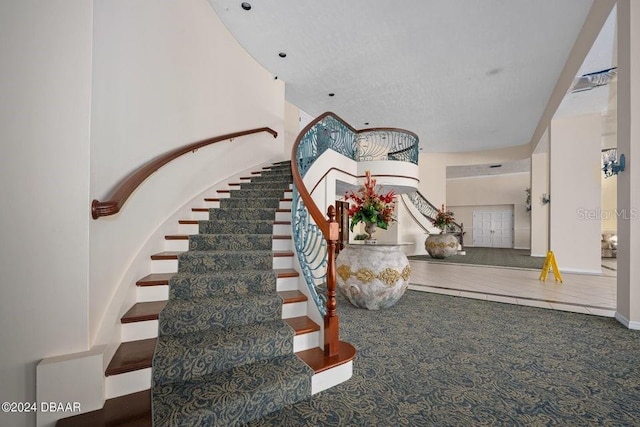 stairs featuring carpet