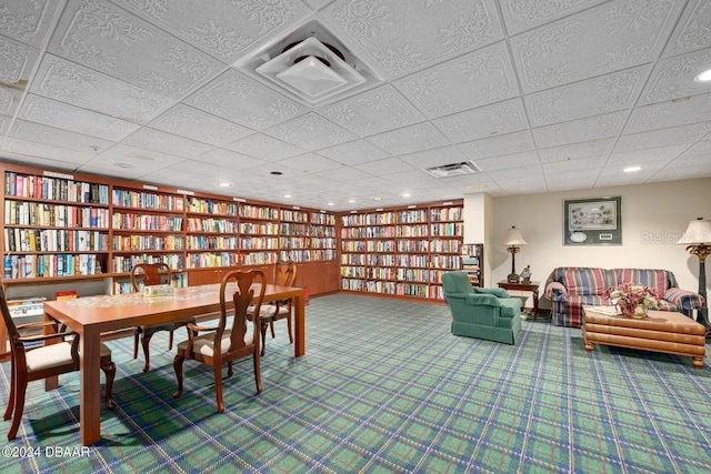 view of carpeted dining space