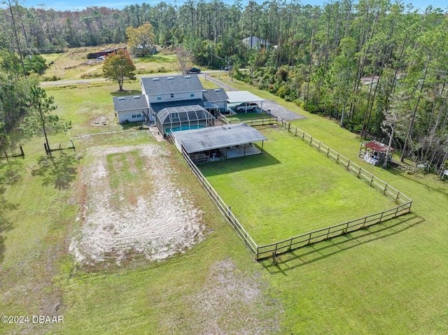 aerial view featuring a rural view