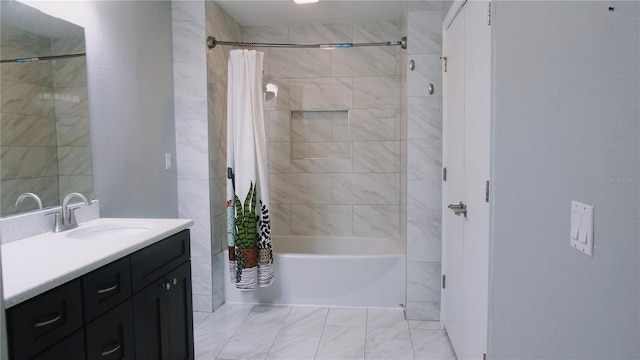 bathroom featuring vanity and shower / bath combo