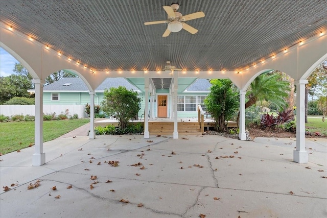 view of patio / terrace featuring ceiling fan