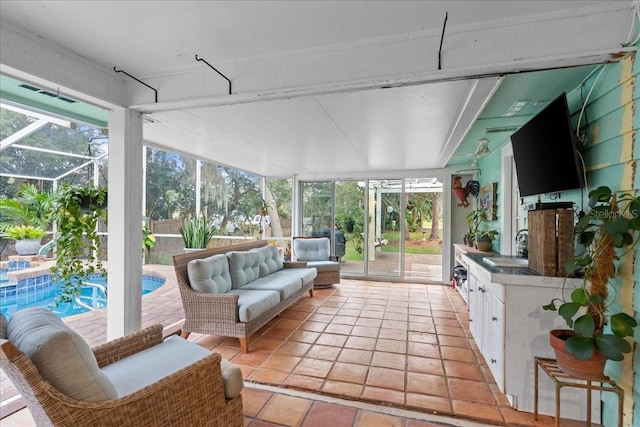 sunroom with sink