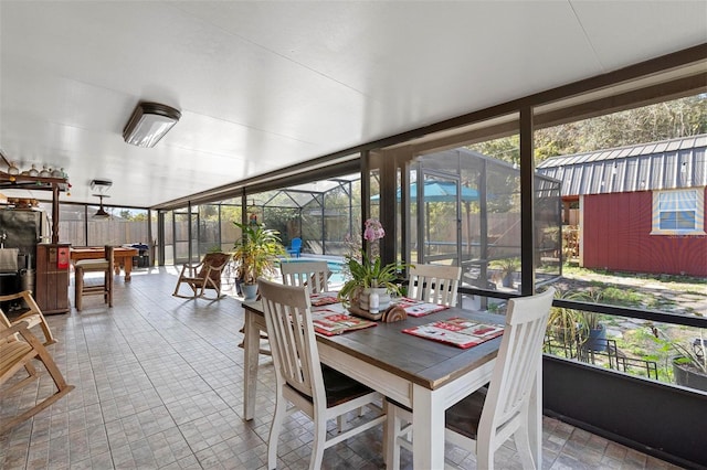 sunroom featuring pool table