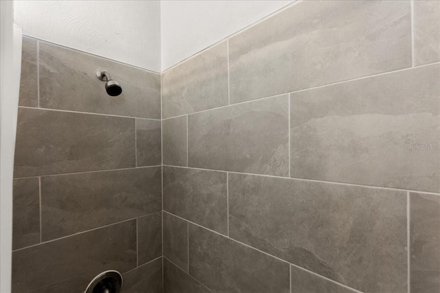 details with a tile shower