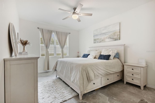 bedroom featuring ceiling fan