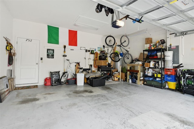 garage with a garage door opener