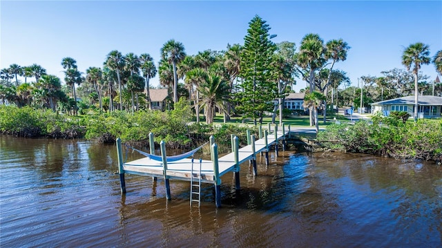 view of dock featuring a water view