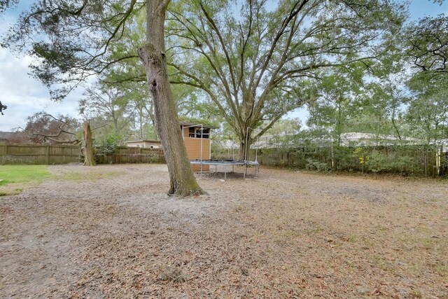 view of yard with a trampoline