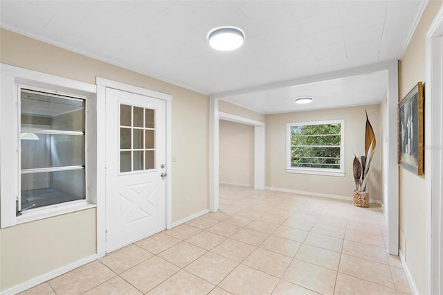 interior space featuring light tile patterned flooring