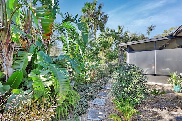 view of yard featuring a sunroom