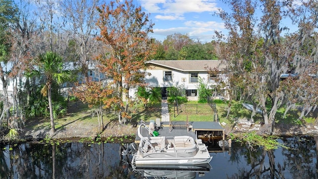 dock area featuring a water view