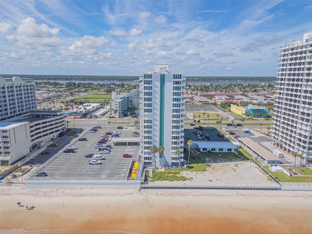 bird's eye view with a view of city and a water view