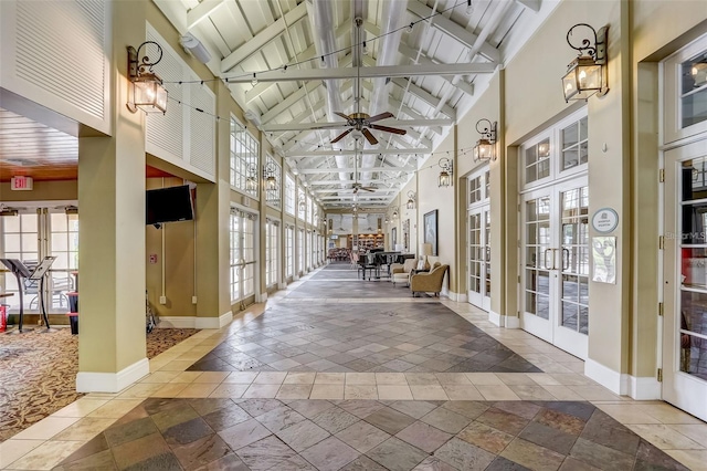 430 Cypress Hills Way, Deland, FL 32724 - lobby with high vaulted ceiling and beamed ceiling