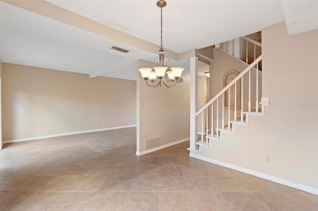 interior space featuring a chandelier