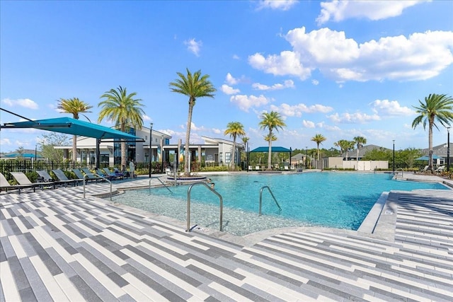 view of pool featuring a patio